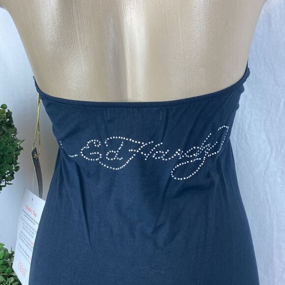 Ed Hardy Black Rhinestone Halter Sleeveless Mini Dress NEW S - Picture 5 of 9
